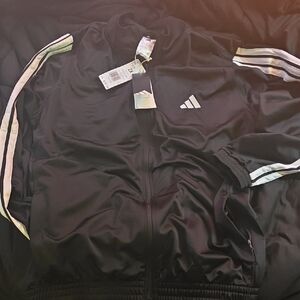 XXL Adidas Black Jacket with White Stripes